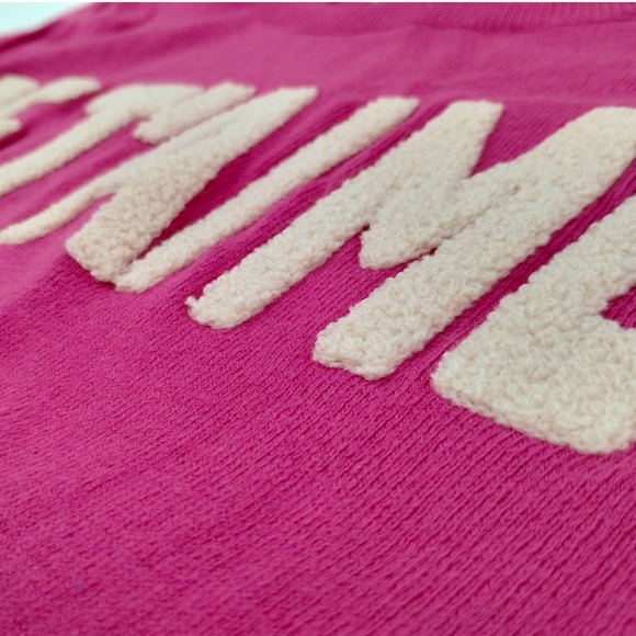 ELLE Women's Pink Je T'aime French I Love You Crewneck Sweater Size Medium - Picture 3 of 8